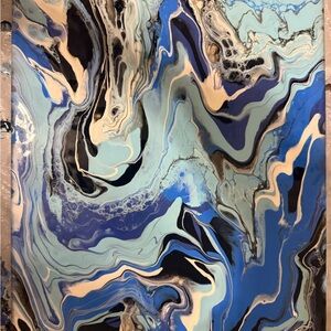 Abstract Blue and Black Swirl Art